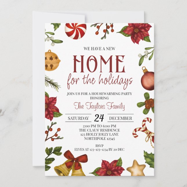 Invitation Maison de Noël, Nouvelle Maison (Devant)