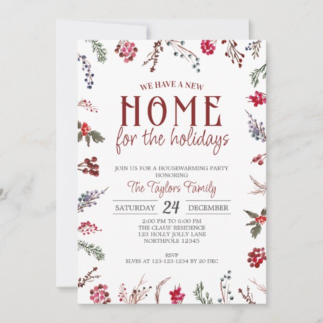 Invitation Maison de Noël, Nouvelle Maison pour les Fêtes (Devant)