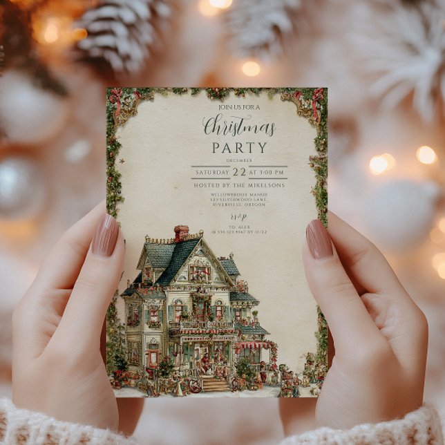 Invitation Maison de Noël victorienne (Créateur téléchargé)
