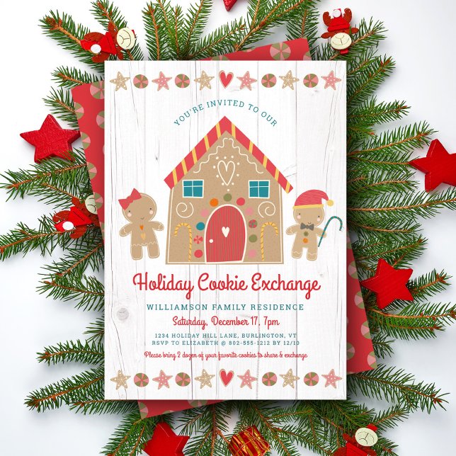 Invitation Maison de pain d'épice Noël Échange de biscuits ru (Créateur téléchargé)