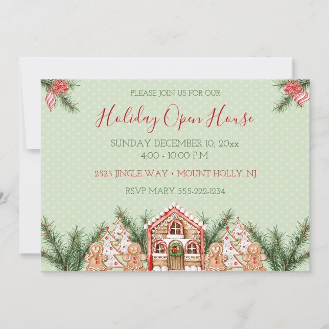 Invitation Maison de pain d'épices de Noël (Devant)