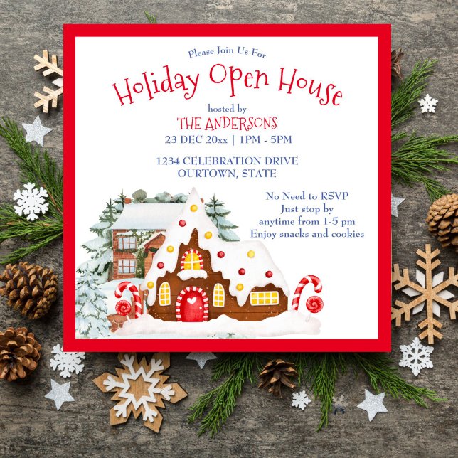 Invitation Maison de pain gingembre (Ginger bread house holiday open house party editable template invitation digital download)