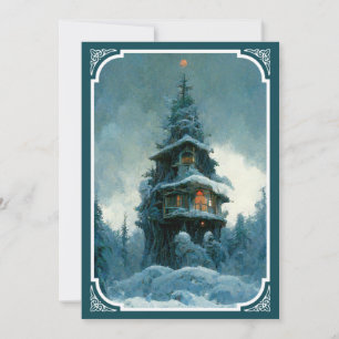 Invitation Maison De Pins En Hiver   Arbre de Noël