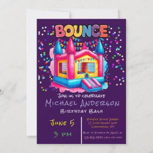 Invitation Maison de rebond coloré Anniversaire Bash