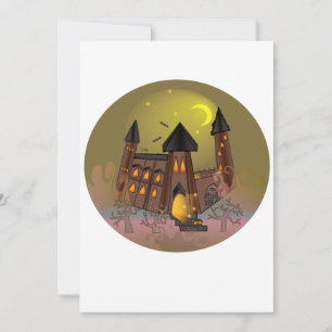 Invitation Maison de sorcière d'Halloween effrayante et châte