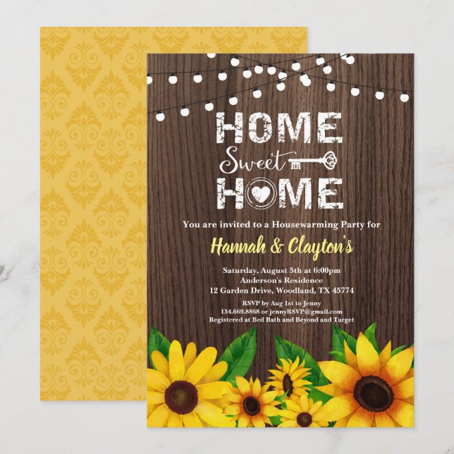 Invitation Maison de tournesol réchauffement de la partie inv (Devant / Derrière)