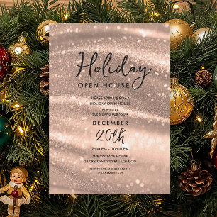 Invitation Maison de vacances élégante Rose Gold Sparkle Glam