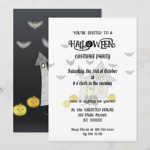 Invitation Maison d'Halloween, Chats noirs, Chats, Chauves-so