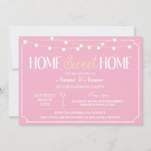 Invitation Maison Douce Maison Ménage Chauffage rose Clé blan