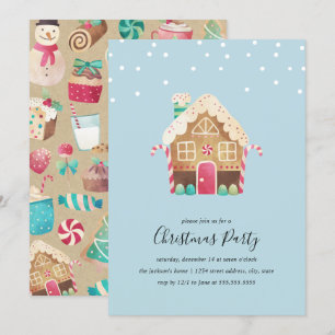 Invitation Maison en pain d'épice de Noël fête joyeuse