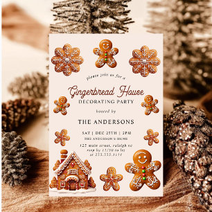 Invitation Maison en pain d'épice décorant la fête de Noël
