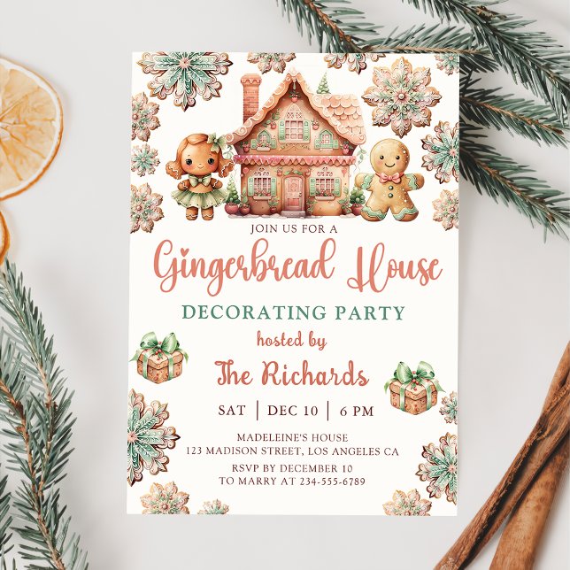 Invitation Maison en pain d'épice décorer Noël de fête (Créateur téléchargé)