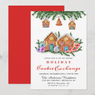 Invitation Maison en pain d'épice Échange de biscuits Noël fê