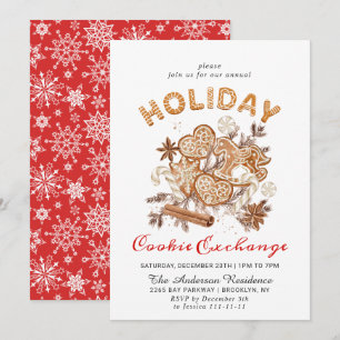 Invitation Maison en pain d'épice Échange de biscuits Noël fê