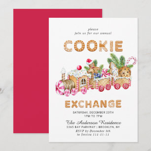Invitation Maison en pain d'épice Échange de biscuits Noël fê