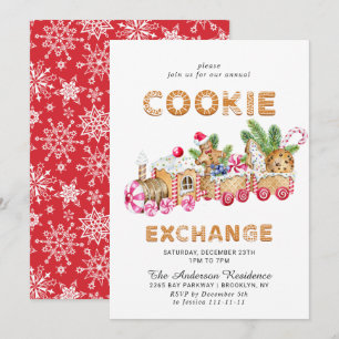 Invitation Maison en pain d'épice Échange de biscuits Noël fê