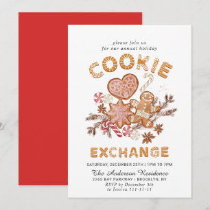 Invitation Maison en pain d'épice Échange de biscuits Noël fê