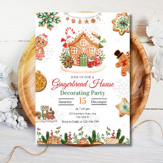 Invitation Maison en pain d'épice Fête de décoration de Noël