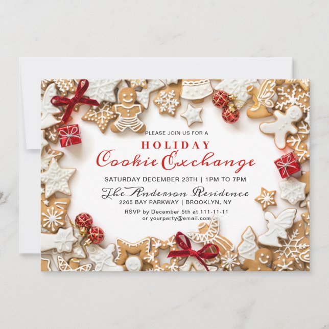 Invitation Maison en pain d'épice, Man Holiday Cookie Exchang (Devant)