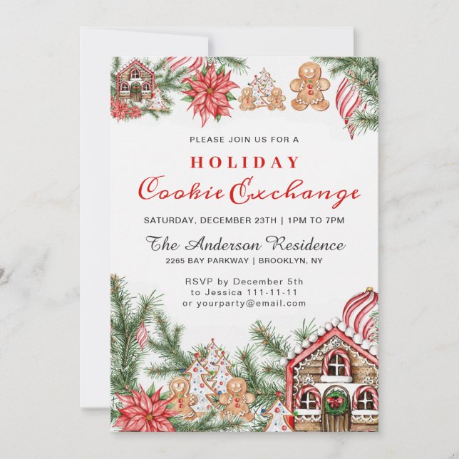 Invitation Maison en pain d'épice, Man Holiday Cookie Exchang (Devant)