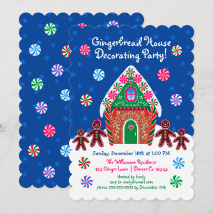 Invitation Maison en pain d'épice mignonne Décoration fête No