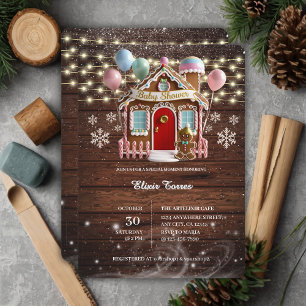 Invitation Maison en pain d'épice rustique de l'hiver pour Ba