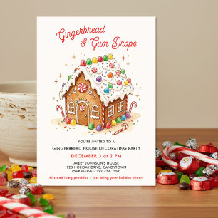 Invitation Maison en pain d'épices colorée et adorable pour u