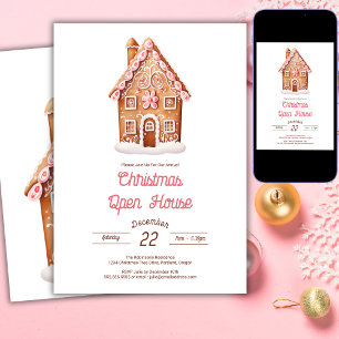 Invitation Maison en pain d'épices Noël Open House 