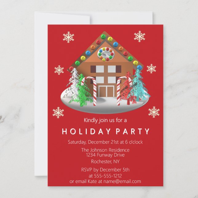 Invitation Maison en pain d'épices Sucre de canne Red Holiday (Devant)