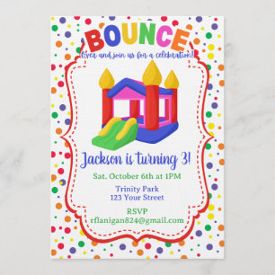 Invitation Maison Gonflable Anniversaire Coloré Arc-en-Ciel