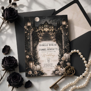 Invitation Maison gothique lunaire céleste de luxe Halloween