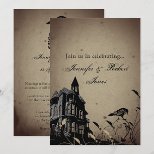Invitation Maison gothique vintage crâne corbeau  Anniversair