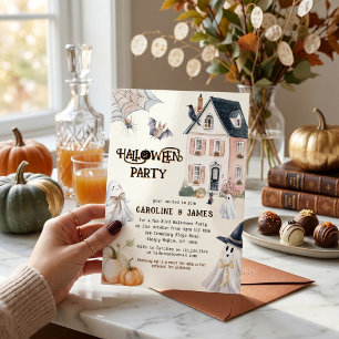 Invitation Maison Hantée Aquarelle Fantaisiste Soirée Hallowe