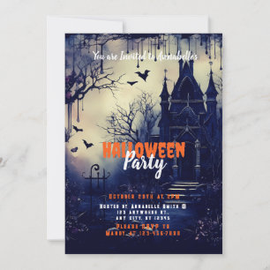 Invitation Maison Hantée Chauves-Souris Volantes Soirée Hallo