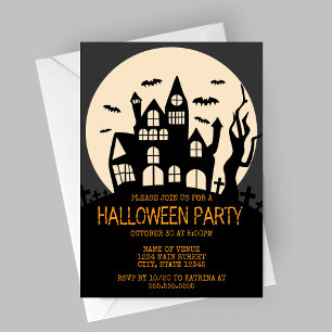Invitation Maison hantée dans une fête d'Halloween Hill