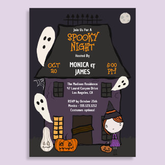 Invitation Maison hantée de fête d'Halloween effrayante migno