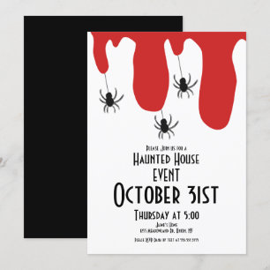 Invitation Maison Hantée d'Halloween Araignées de Sang