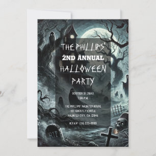 Invitation Maison hantée effrayante de nuit de fête d'Hallowe