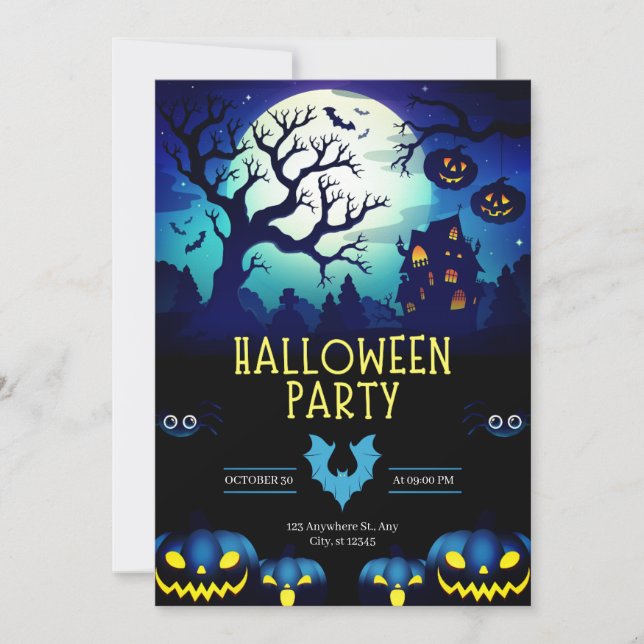 Invitation Maison Hantée éffrayante et fête d'Halloween Citro (Devant)