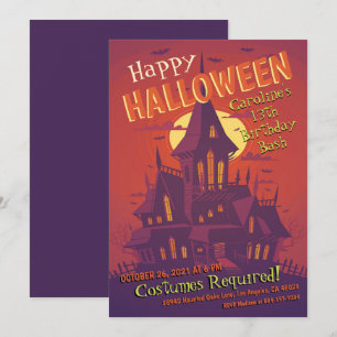 Invitation Maison Hantée éffrayante Halloween Anniversaire