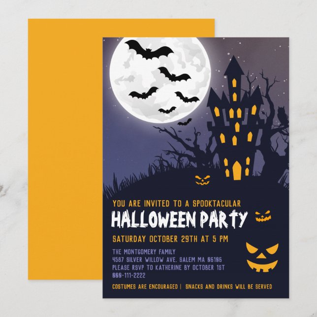 Invitation Maison Hantée éffrayante Halloween Costume pour en (Devant / Derrière)
