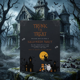 Invitation Maison hantée effrayante Trunk or Treat Halloween