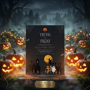 Invitation Maison hantée effrayante Trunk or Treat Halloween