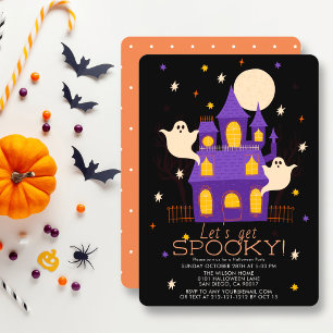 Invitation Maison Hantée Fantômes Halloween Party Noir