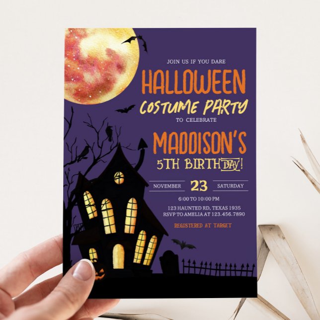 Invitation Maison hantée Halloween Anniversaire Costume fête (Halloween Birthday Costume Party Invitation)
