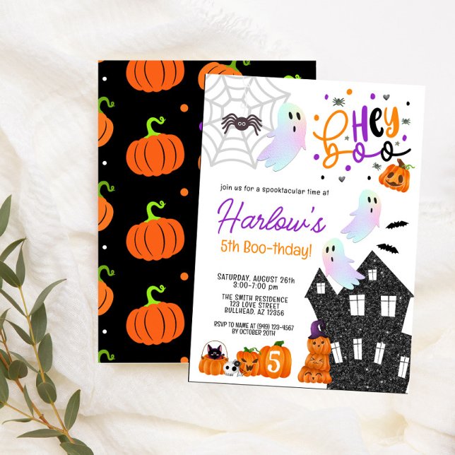 Invitation Maison hantée Hey Boo Purple Halloween Anniversair (Créateur téléchargé)