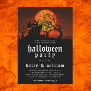 Invitation Maison Hantée Lune Spooktacular Fête d'Halloween