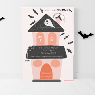 Invitation Maison hantée mignonne pour fête d'Halloween d'enf