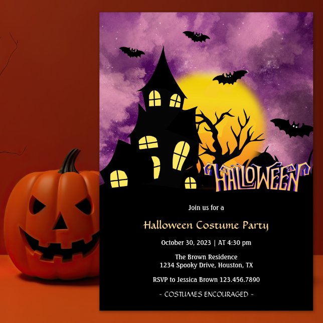 Invitation Maison Hantée Moderne Halloween Costume Party (Créateur téléchargé)