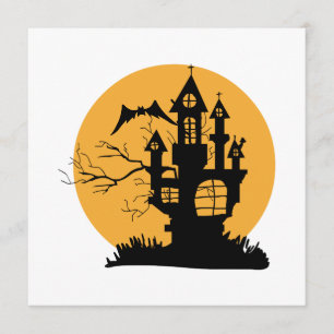 Invitation Maison hantée Orange et Noir Halloween